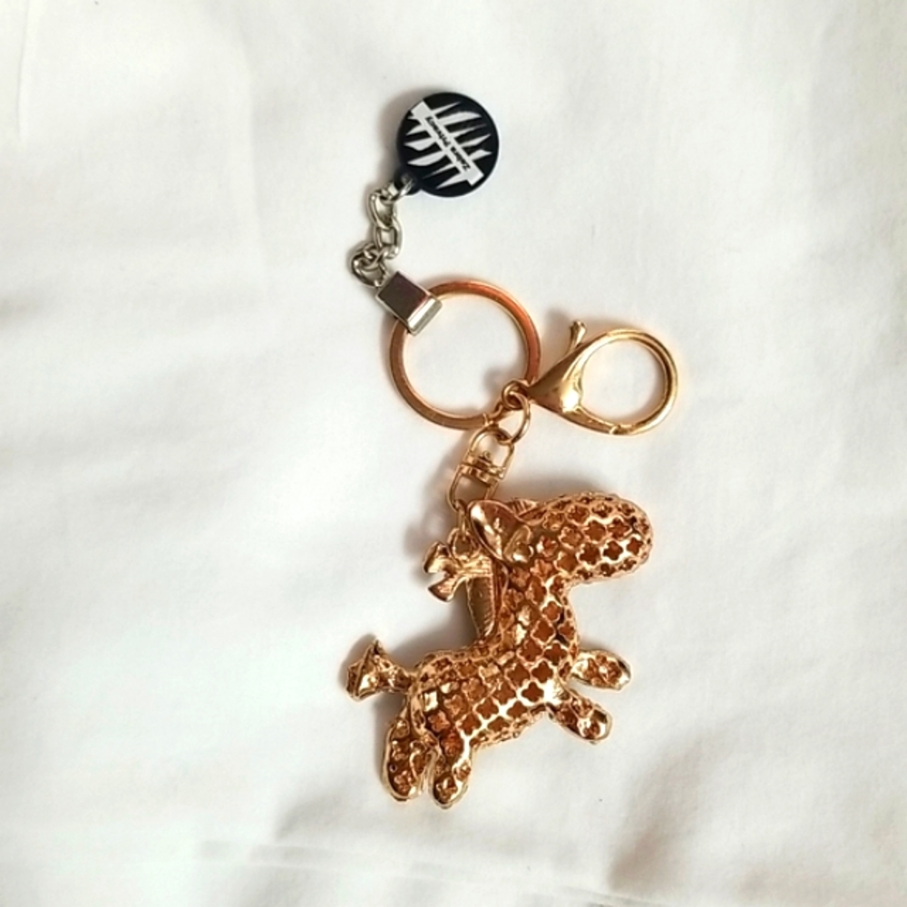 Zebra keychain Gold Color w/Clear Rhinestone/Crystals - Picture 3 of 4